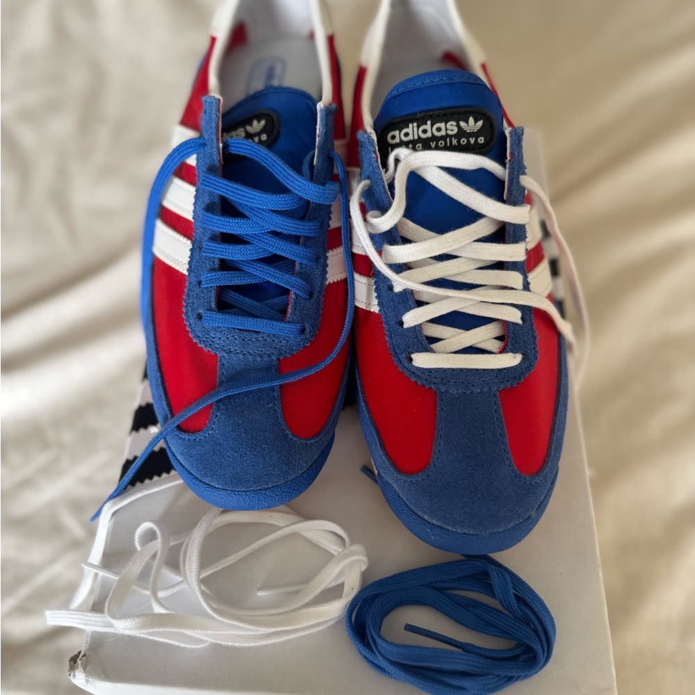 adidas Red, Blue & White Retro Runner Sneakers